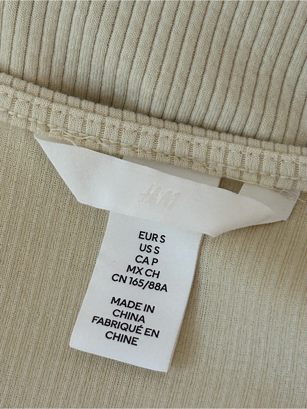 H&M Cream Ribbed Long-Sleeve Bow-Front Bodysuit Minimalist Coquette Size Small - Picture 7 of 8